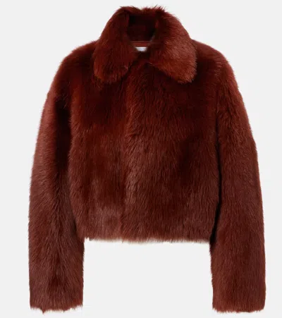 Bottega Veneta Cropped Shearling Jacket In Brown