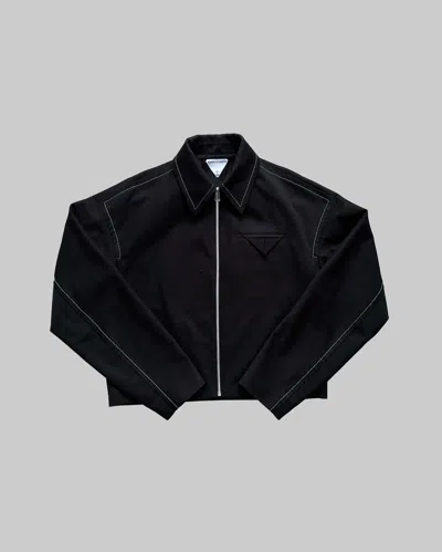 Pre-owned Bottega Veneta Cropped Twill Jacket // 48 In Black
