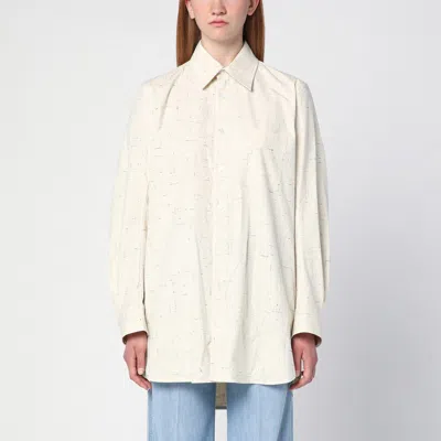Bottega Veneta Cross-textured Cotton Blend Shirt In Grey