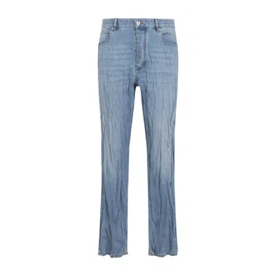 Bottega Veneta Crushed Denim Pants Contrast Stitching In Blue