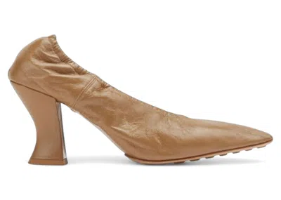 Pre-owned Bottega Veneta Crushed Nappa Almond Pumps (women's) Sneakers In Brown