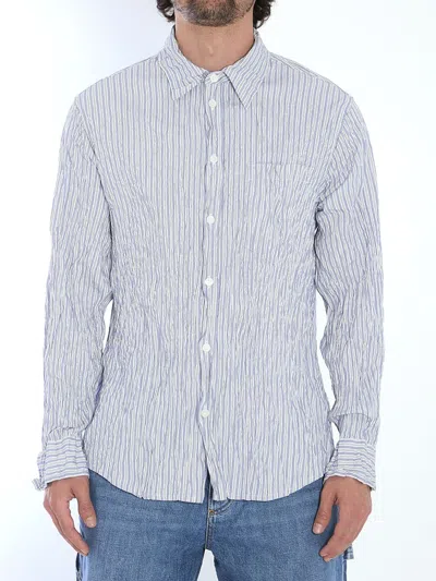 Bottega Veneta Crushed Poplin Shirt In Blue