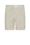 Bottega Veneta Crushed Tech Cotton Stripe Shorts