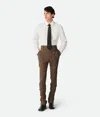 Bottega Veneta Crushed Wool Slim Trousers In Coffee Melange