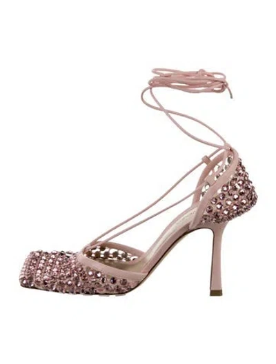 Pre-owned Bottega Veneta Crystal Crystal Embellishments Gladiator Sandals In Pink