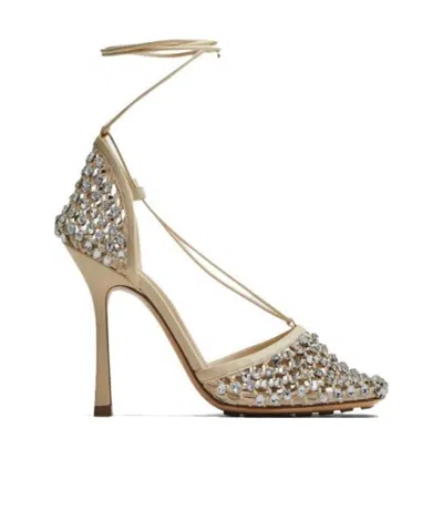 Bottega Veneta Crystal-embellished Tie-ankle Sandals In Blanc