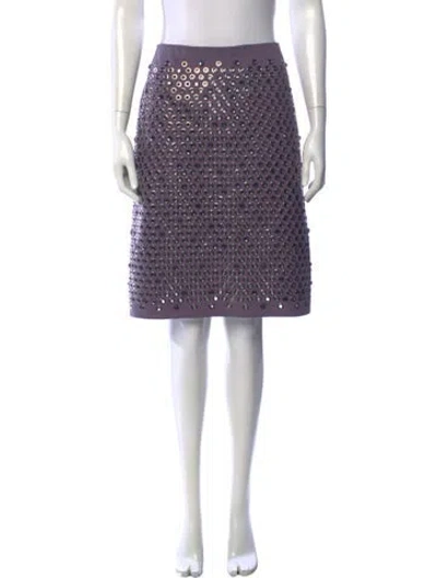 Pre-owned Bottega Veneta Crystal Embellishments Midi Length Skirt In Purple