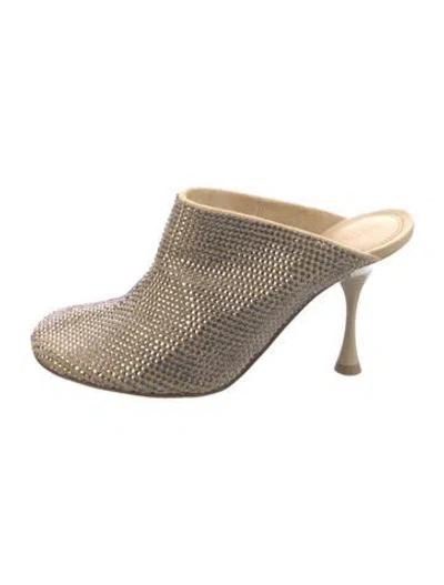 Pre-owned Bottega Veneta Crystal Patterned Mules In Neutral