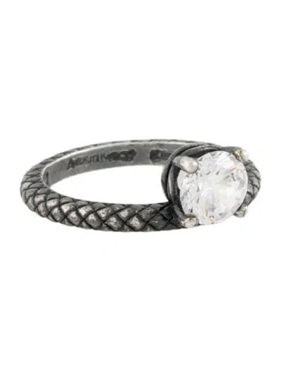 Pre-owned Bottega Veneta Crystal Signet Ring In Multicolor