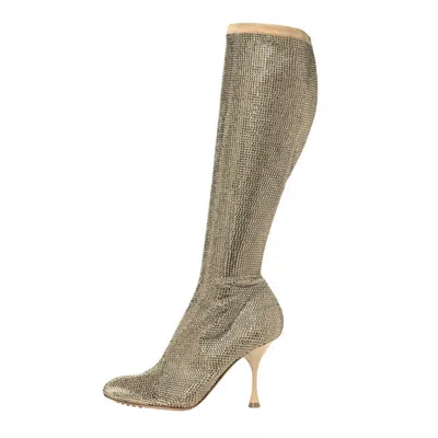 Bottega Veneta Crystal-embellished Boots In Gold