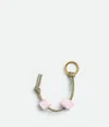 Bottega Veneta Cube Key Ring In Travertine / Bliss Washed