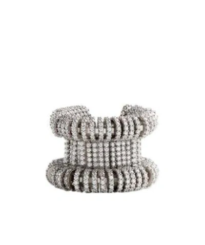 Bottega Veneta Cubic Zirconia Brass Ring In Gray