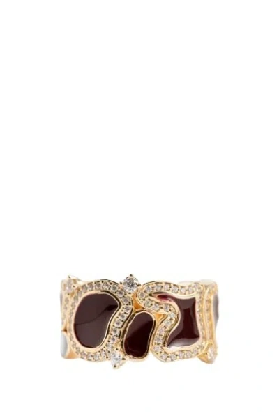 Bottega Veneta Cubic Zirconia Lava Ring In Gold