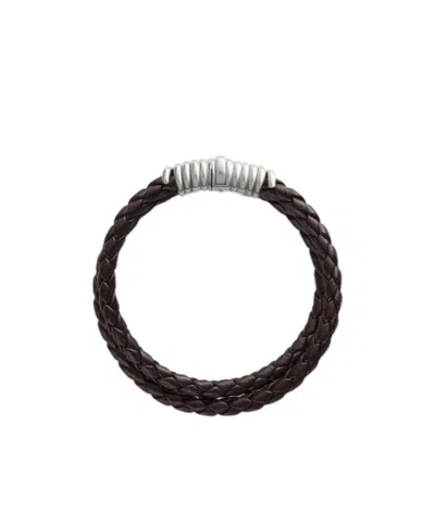Bottega Veneta Curl Leather Bracelet In Chocolate Brown