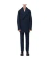 Bottega Veneta Curved Double Overcoat In Blue