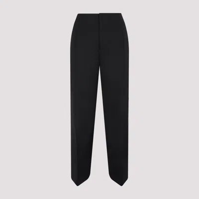 Bottega Veneta Curved Flared Wool Pants In Black