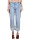Bottega Veneta Curved Shape Light Bleached Denim In Navy