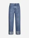 Bottega Veneta Curved Denim Cotton Jeans In Blue