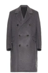 Bottega Veneta Curved Sleeves Long Coat In Grey Melange