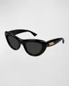 Bottega Veneta Curvy Acetate Cat-eye Sunglasses In Black