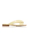 Bottega Veneta Women Pastel Yellow Leather Riva Slippers In Yellow