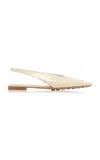Bottega Veneta Sofia Leather Slingback Point-toe Flats In Ivory