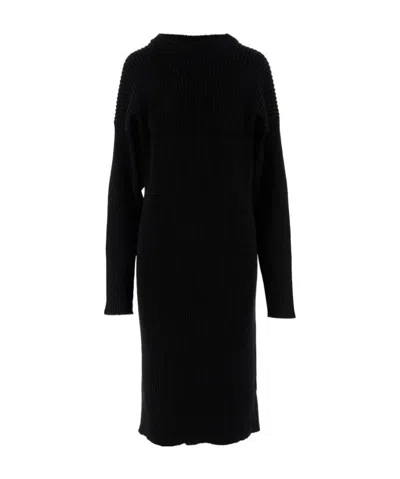 Bottega Veneta Cut-out Knee-length Sweater Dress In Black