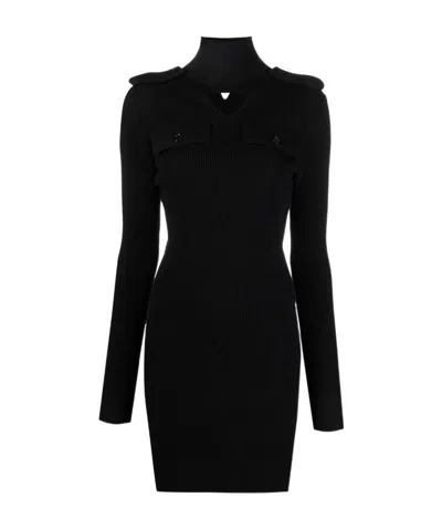 Bottega Veneta Cut-out Triangle Fitted Dress In Black