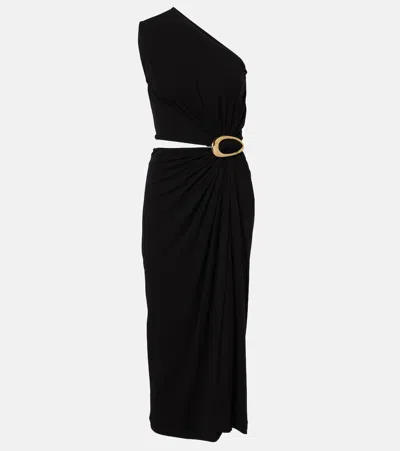 Bottega Veneta Viscose Jersey Midi Dress With Buckle In Black