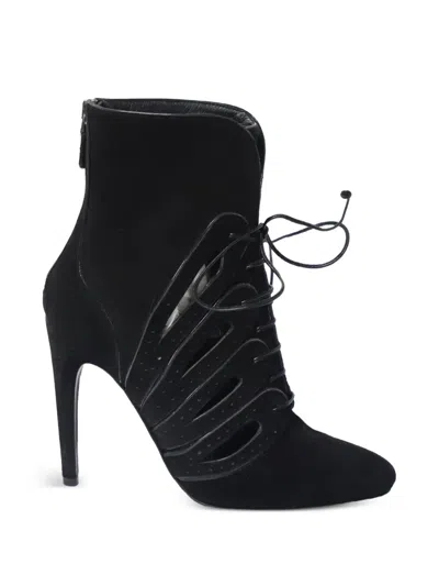 Pre-owned Bottega Veneta Cutout Lace-up Ankle Boots In Black