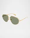 BOTTEGA VENETA CUTOUT METAL AVIATOR SUNGLASSES