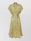 Bottega Veneta Abito In Seta Con Stampa Mini Daisy In Yellow