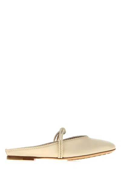 Bottega Veneta Nappa Leather Rosa Ballerina Flat Slippers In Neutral