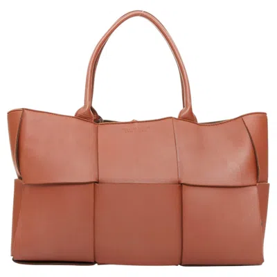 Pre-owned Bottega Veneta Daniel Lee Arco Medium Brick Rust Red Leather Maxi Tote Bag