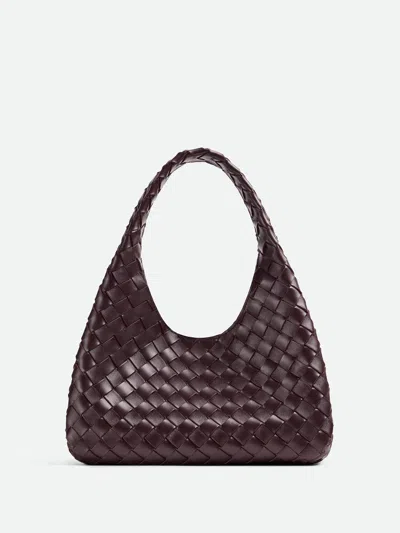 Bottega Veneta Dark Barolo Lamb Leather Campana Small Bag In Burgundy