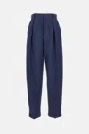 Bottega Veneta Melange Wool Straight Pants In Blue
