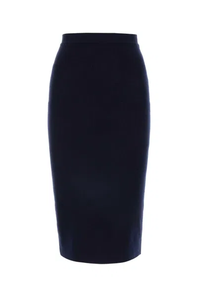BOTTEGA VENETA DARK BLUE CASHMERE BLEND SKIRT