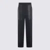 Bottega Veneta Dark Blue Wool And Cotton Palazzo Pant In Blue