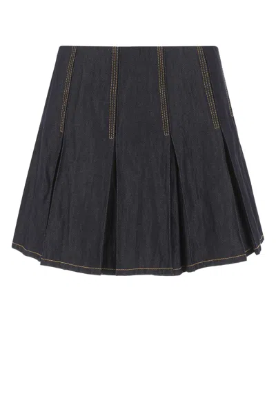 Bottega Veneta Dark Blue Denim Mini Skirt