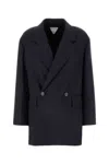 Bottega Veneta Subtle Stripe Double-breasted Wool Jacket In Blue