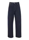Bottega Veneta Mens Brand-patch Contrast-stitching Wide-leg Regular-fit Wool Trousers Indigo In Multicolor