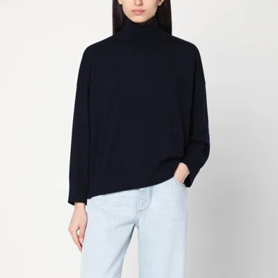 BOTTEGA VENETA DARK BLUE TURTLENECK WOOL SWEATER