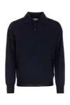 Bottega Veneta Long-sleeved Polo Neck Wool Sweater In Dark Blue