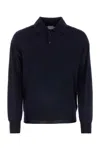 Bottega Veneta Long-sleeved Polo Neck Wool Sweater In Navy