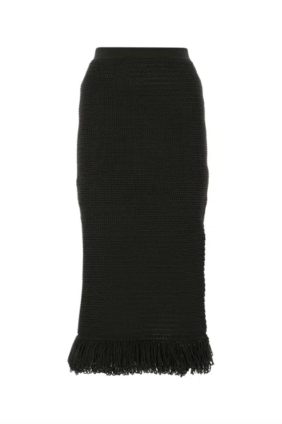 Bottega Veneta Dark Brown Cotton Skirt In Black