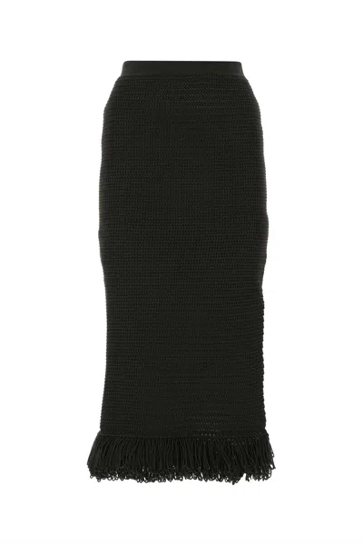 BOTTEGA VENETA DARK BROWN COTTON SKIRT