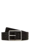 Bottega Veneta Dark Brown Intrecciato Belt In Dark Brown