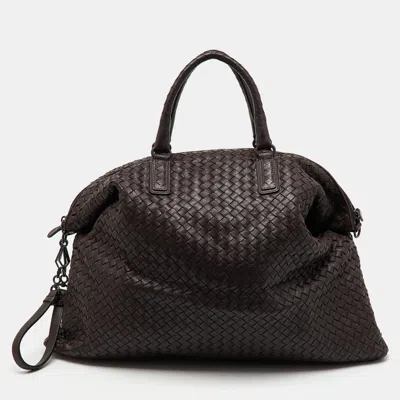 Pre-owned Bottega Veneta Dark Brown Intrecciato Leather Maxi Convertible Tote