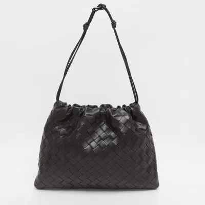 Pre-owned Bottega Veneta Dark Brown Intrecciato Leather Medium Dustbag Pouch
