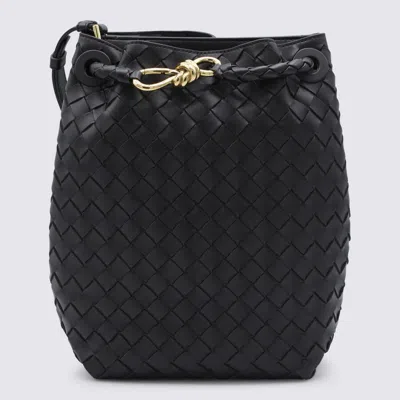 Bottega Veneta Dark Brown Leather Andiamo Bucket In Yellow